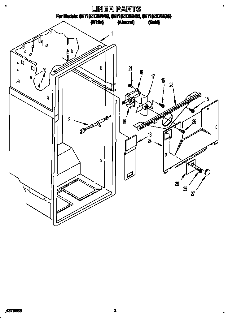 Whirlpool 8ET18ZKXBN00 liner diagram
