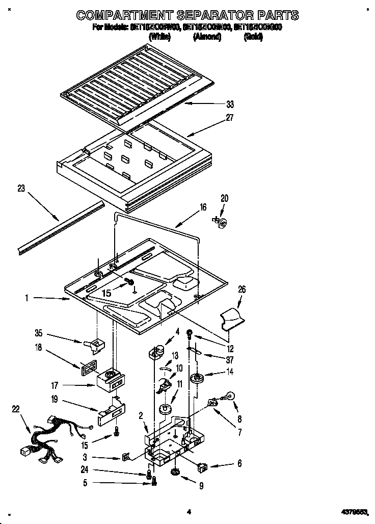 Whirlpool 8ET18ZKXBN00 compartment separator diagram