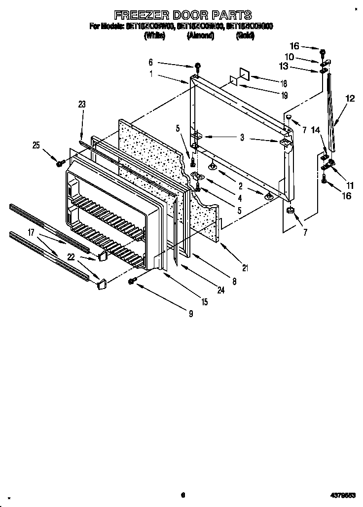 Whirlpool 8ET18ZKXBN00 freezer door diagram