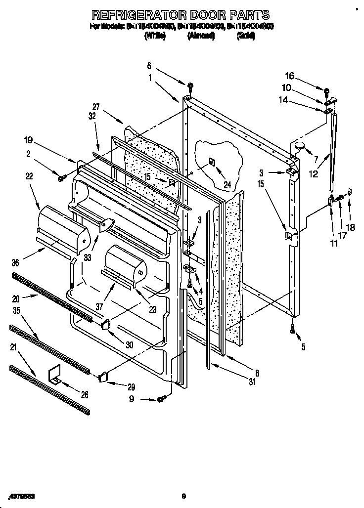 Whirlpool 8ET18ZKXBN00 refrigerator door diagram