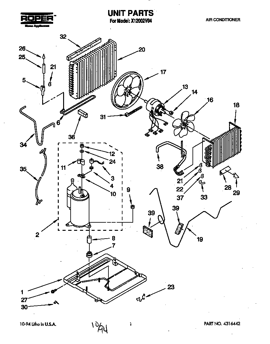 Roper X12002V04 unit diagram