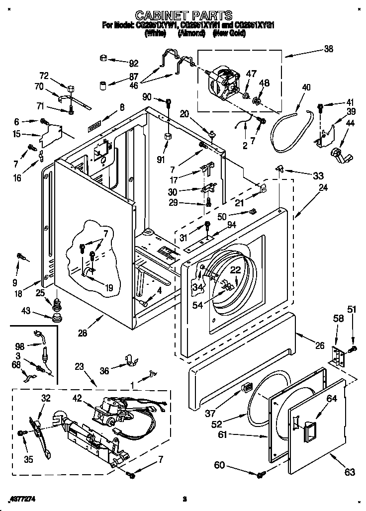 Whirlpool CG2951XYW1 cabinet diagram