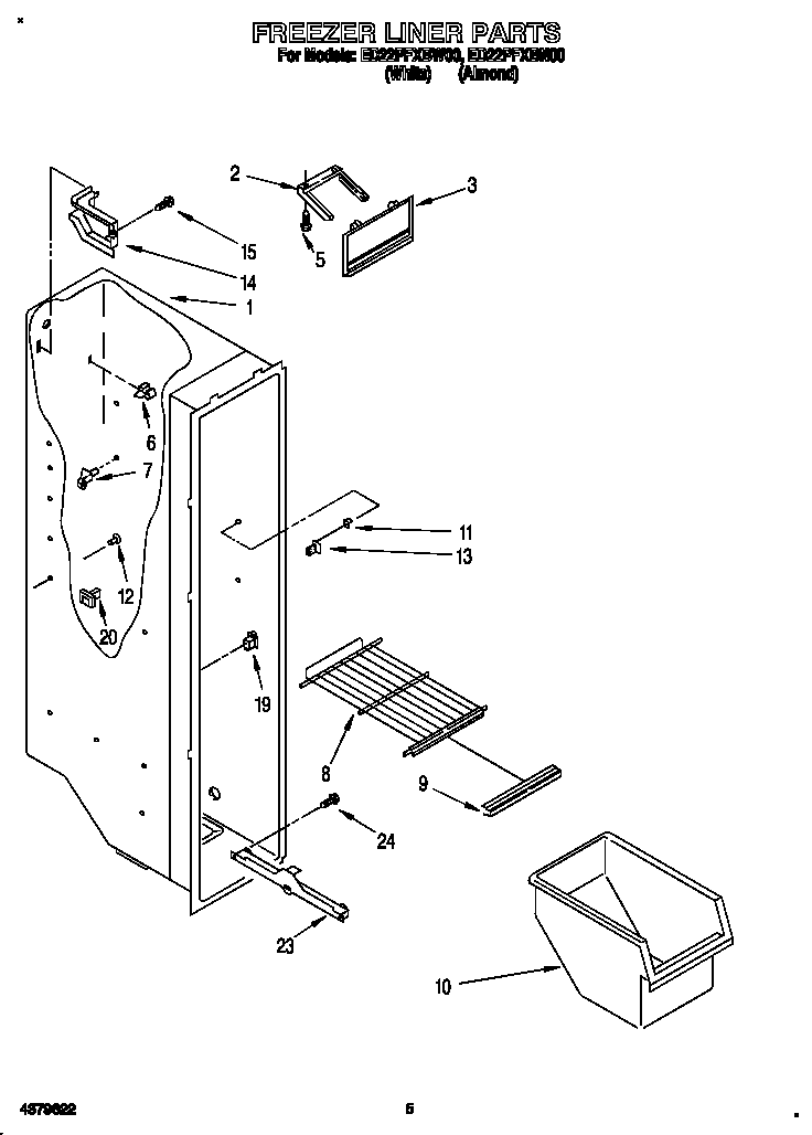 Whirlpool ED22PFXBW00 freezer liner diagram