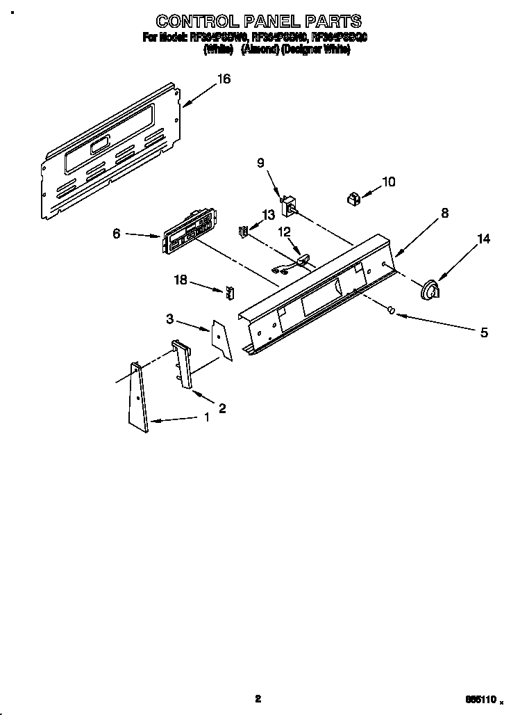 Whirlpool RF364PSBQ0 control panel diagram