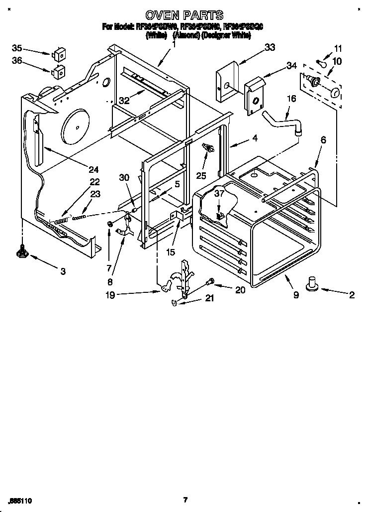 Whirlpool RF364PSBQ0 oven diagram
