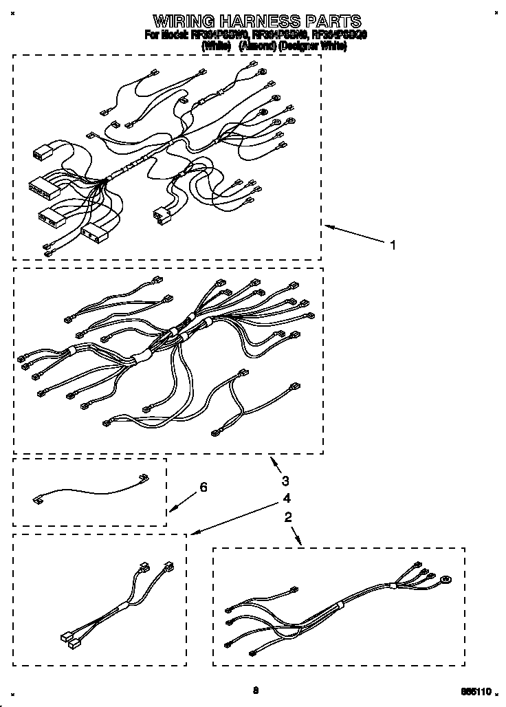 Whirlpool RF364PSBQ0 wiring harness diagram