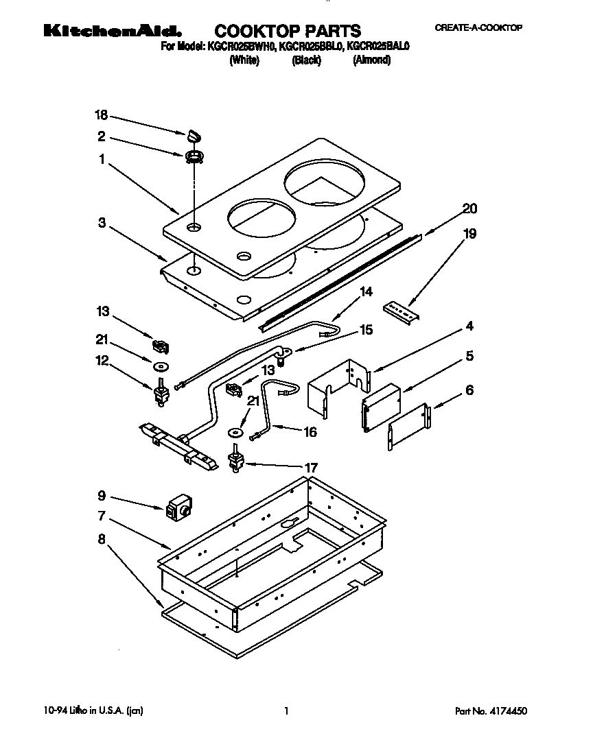 KitchenAid KGCR025BBL0 cooktop diagram