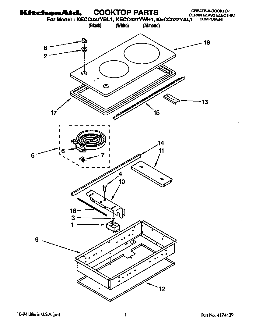 KitchenAid KECC027YAL1 cooktop diagram