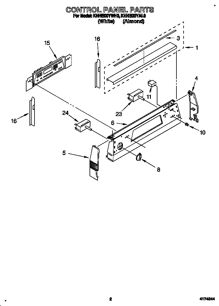 KitchenAid KERI500YWH0 control panel diagram