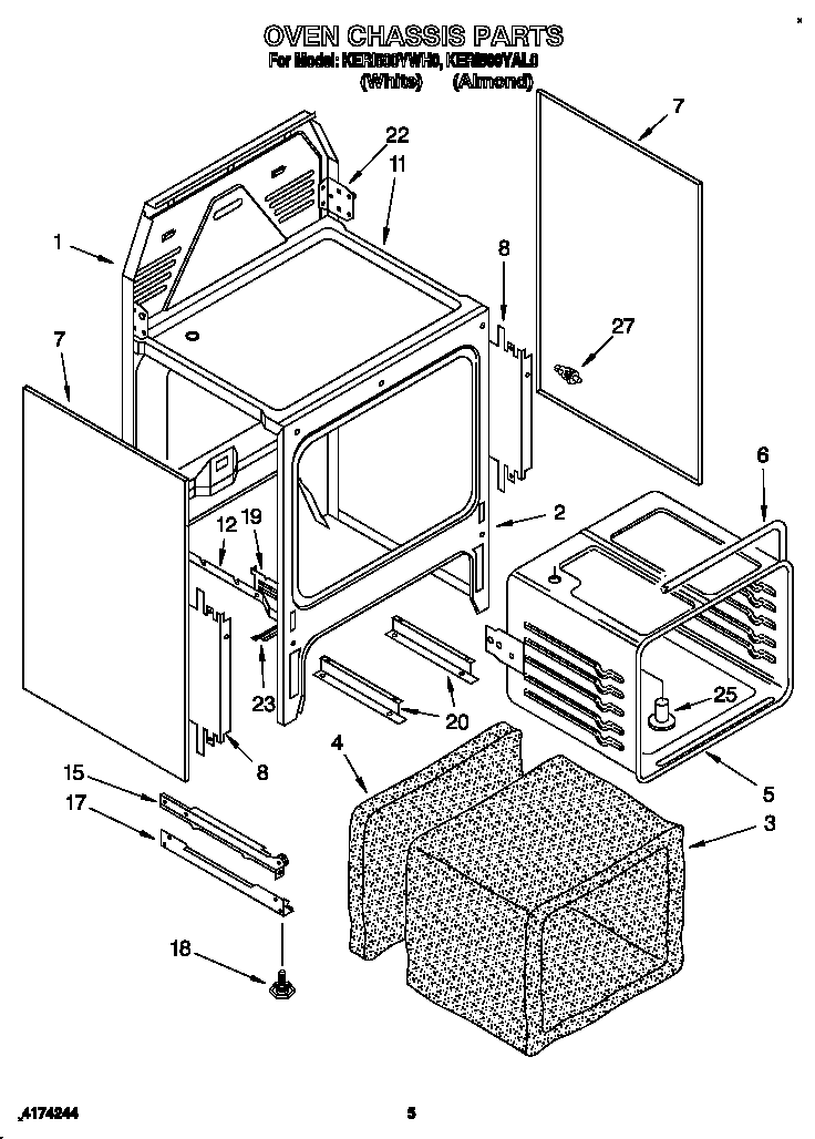 KitchenAid KERI500YWH0 oven chassis diagram