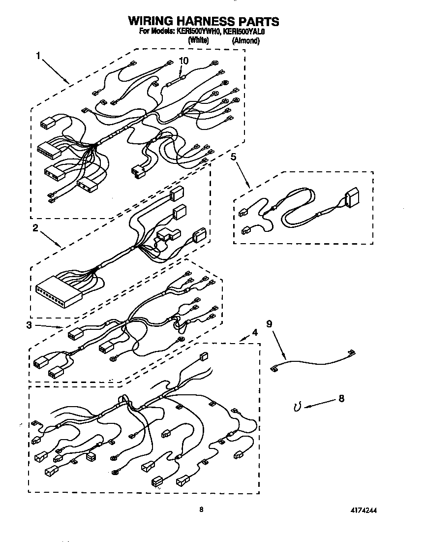 KitchenAid KERI500YWH0 wiring harness diagram