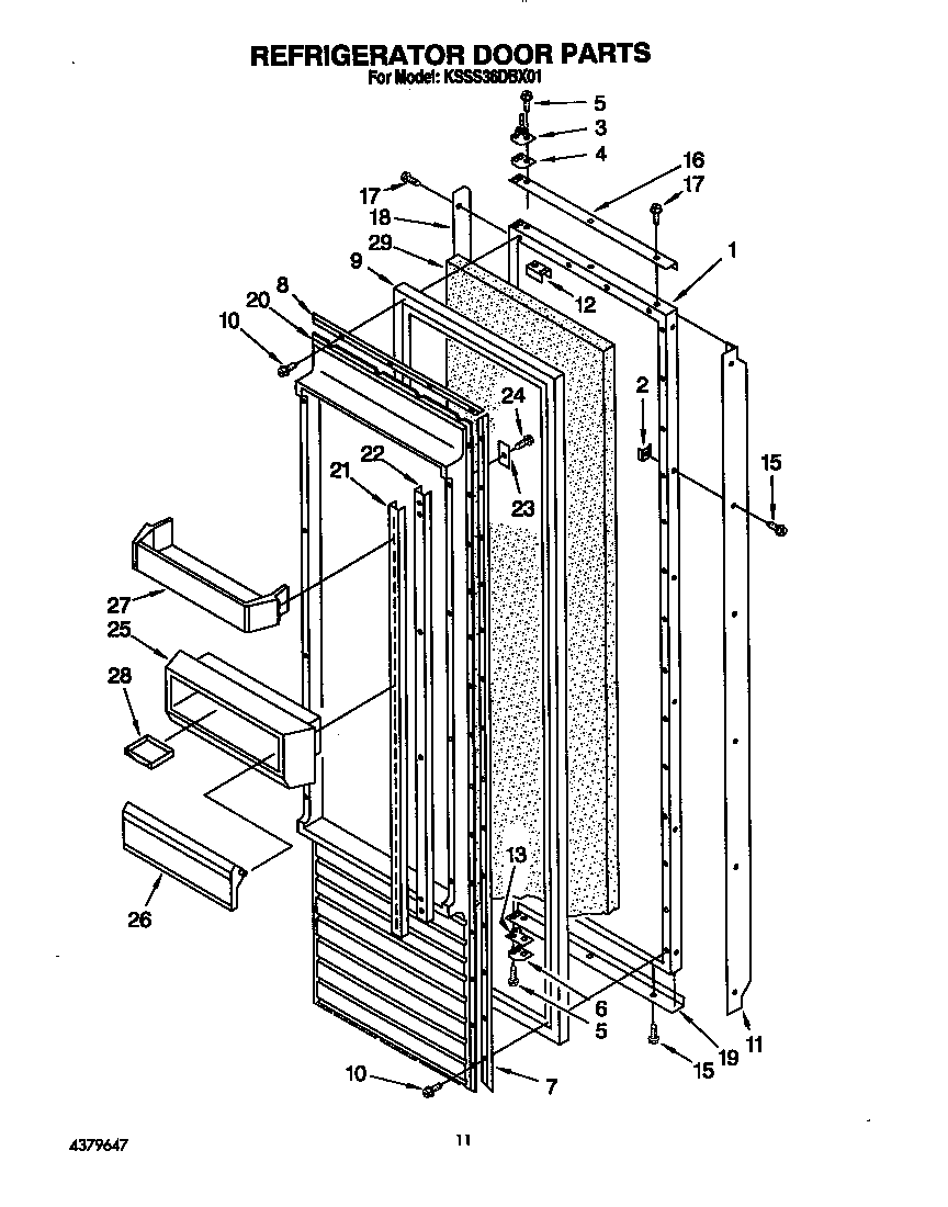 KitchenAid KSSS36DBX01 refrigerator door diagram