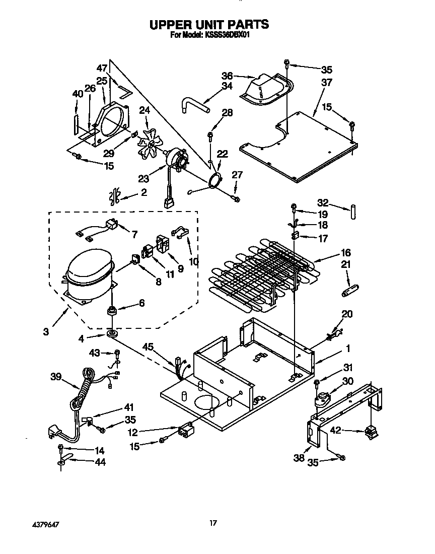 KitchenAid KSSS36DBX01 upper unit diagram