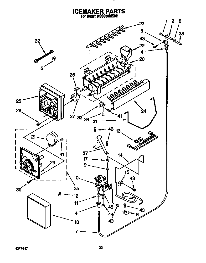 KitchenAid KSSS36DBX01 icemaker diagram