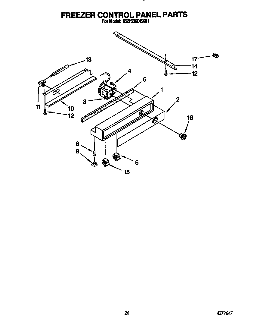 KitchenAid KSSS36DBX01 freezer control panel diagram