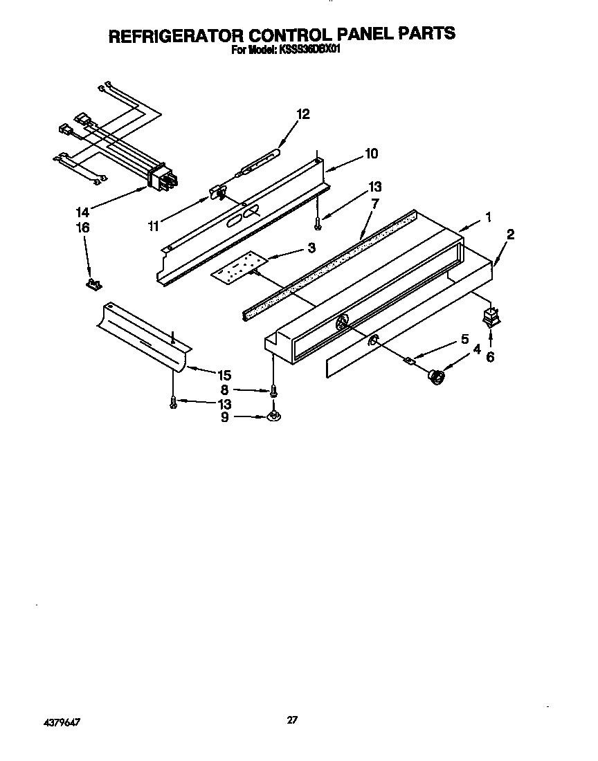 KitchenAid KSSS36DBX01 refrigerator control panel diagram