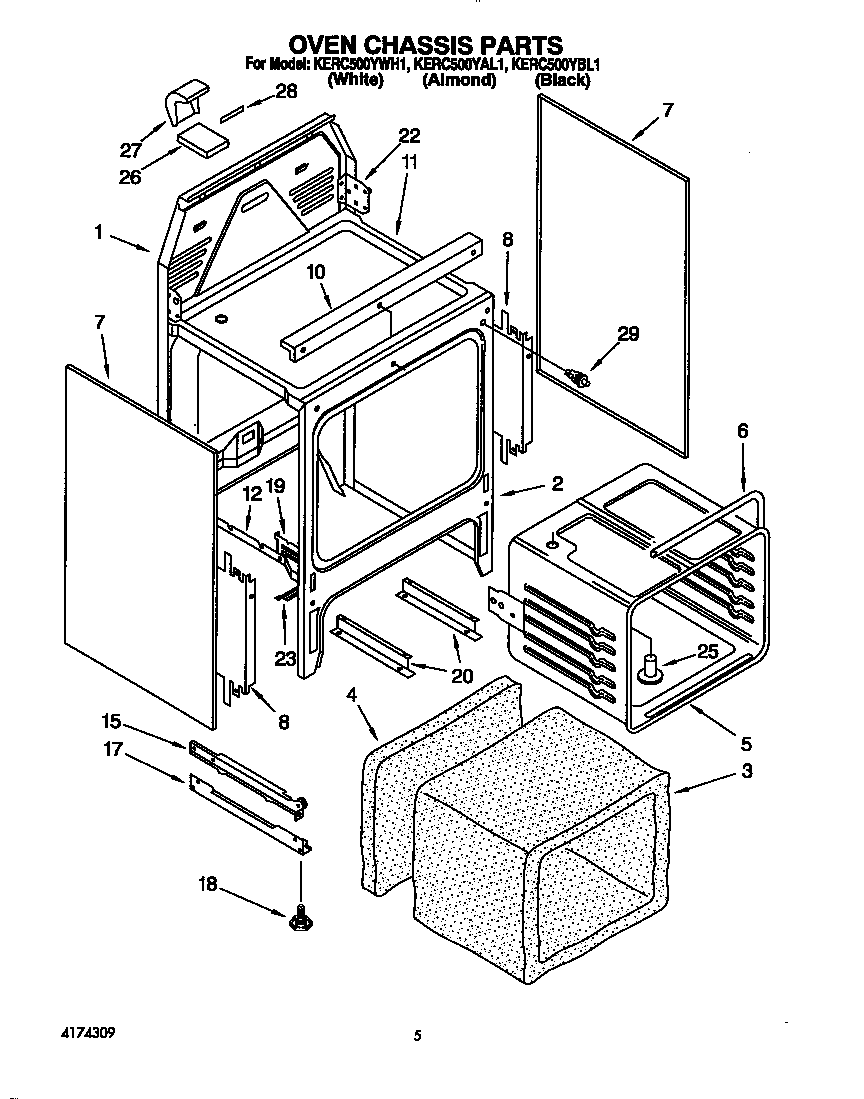 KitchenAid KERC500YAL1 oven chassis diagram