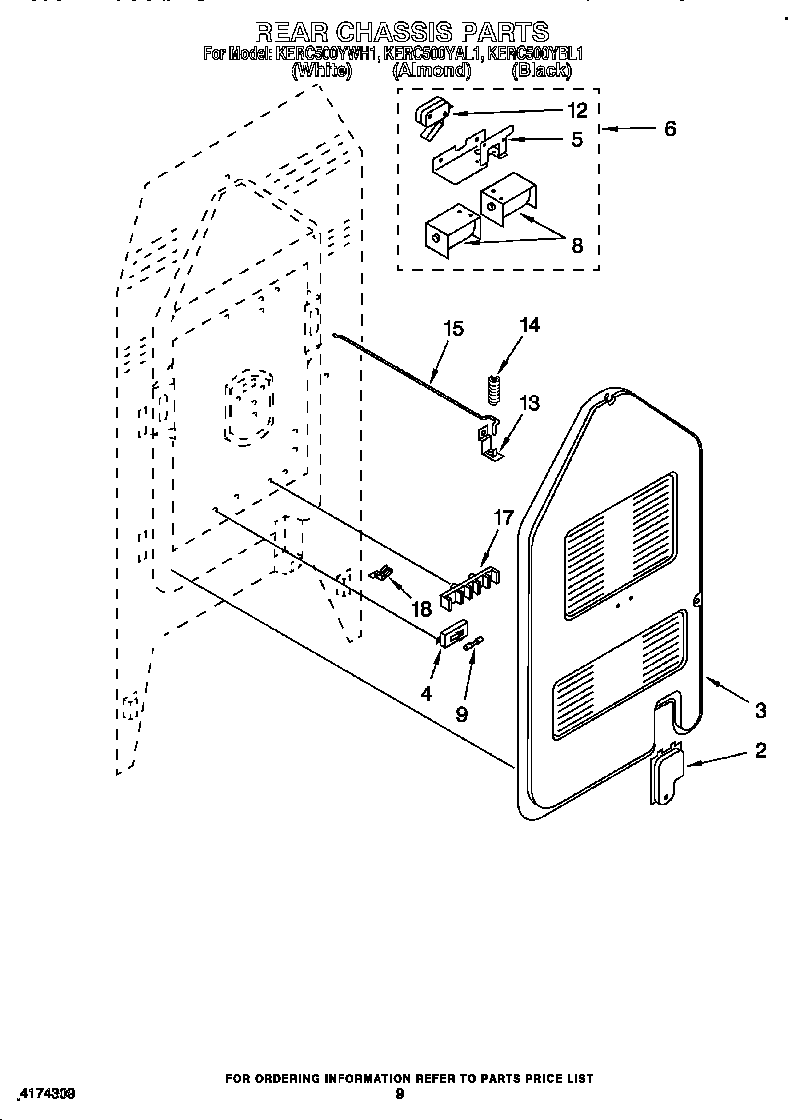 KitchenAid KERC500YAL1 rear chassis diagram