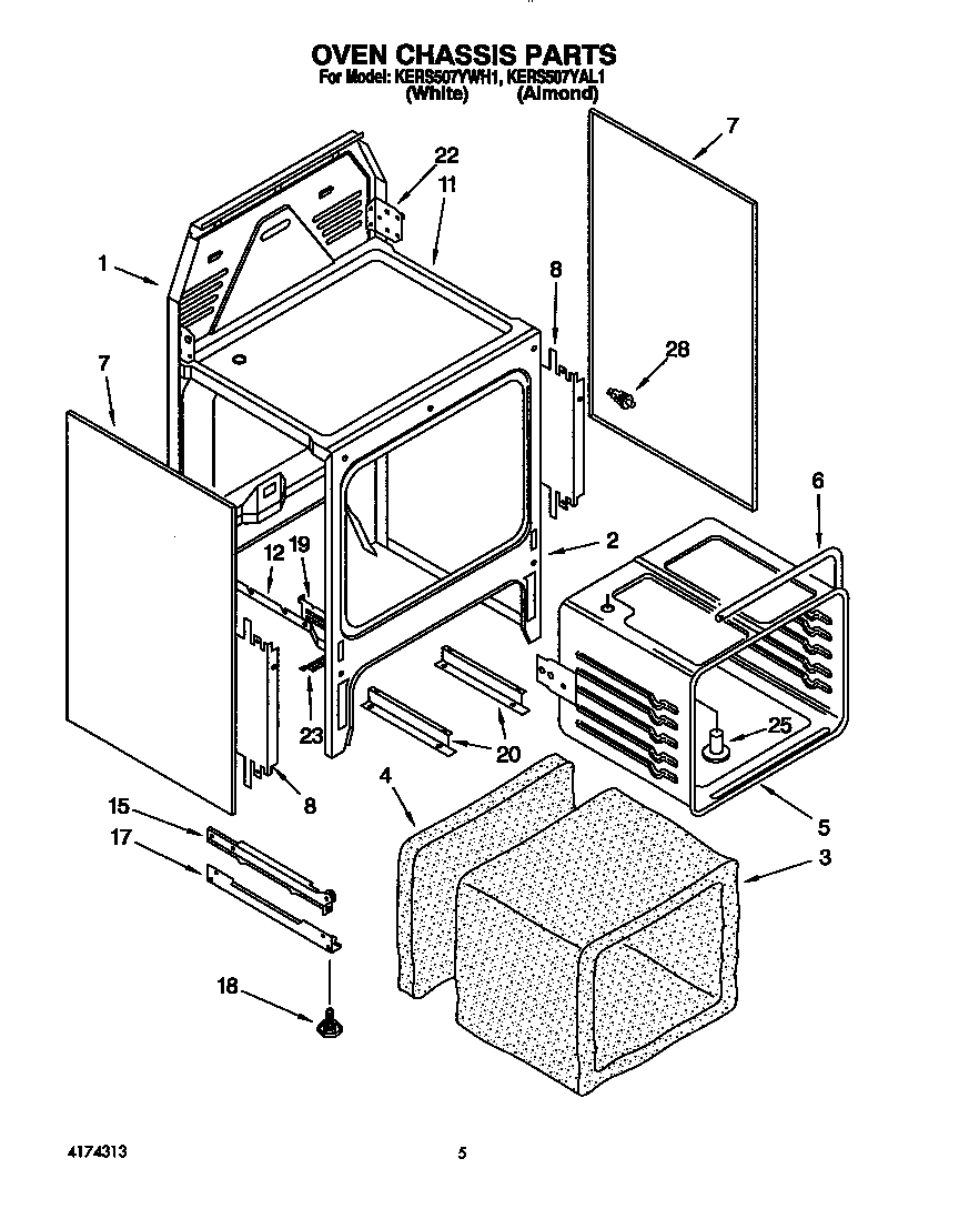 KitchenAid KERS507YAL1 oven chassis diagram