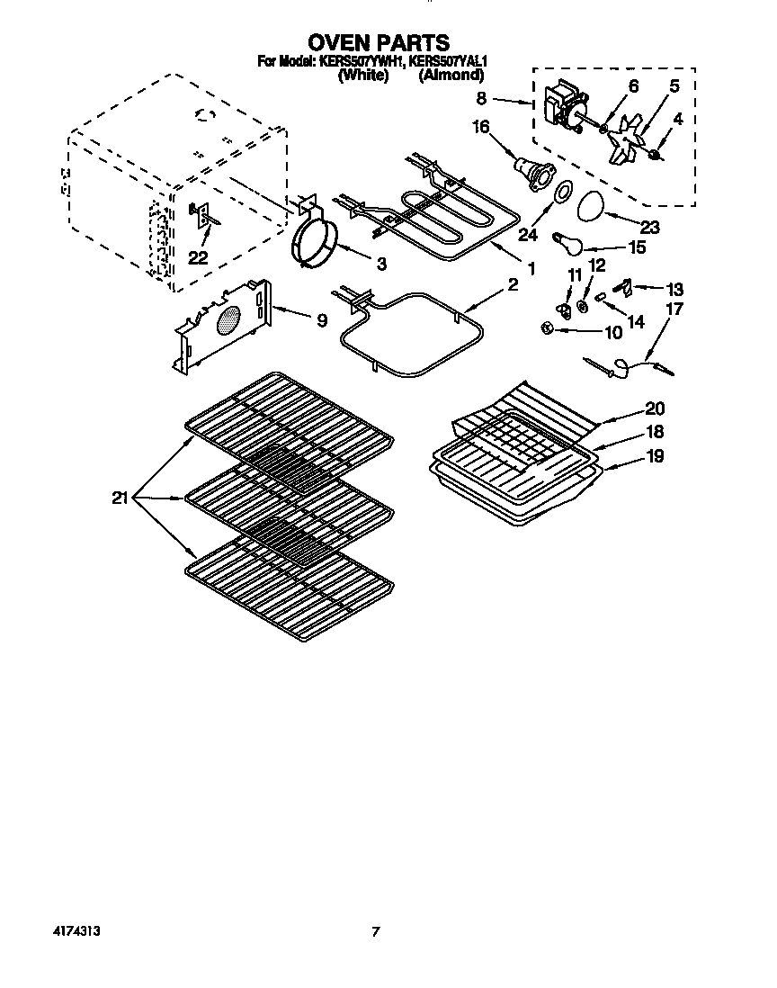 KitchenAid KERS507YAL1 oven diagram