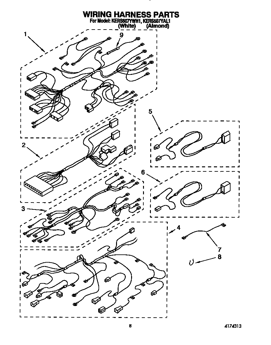 KitchenAid KERS507YAL1 wiring harness diagram