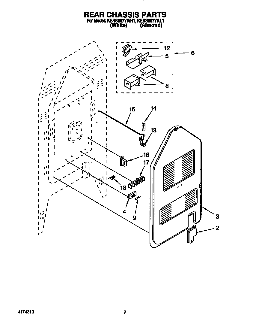 KitchenAid KERS507YAL1 rear chassis diagram