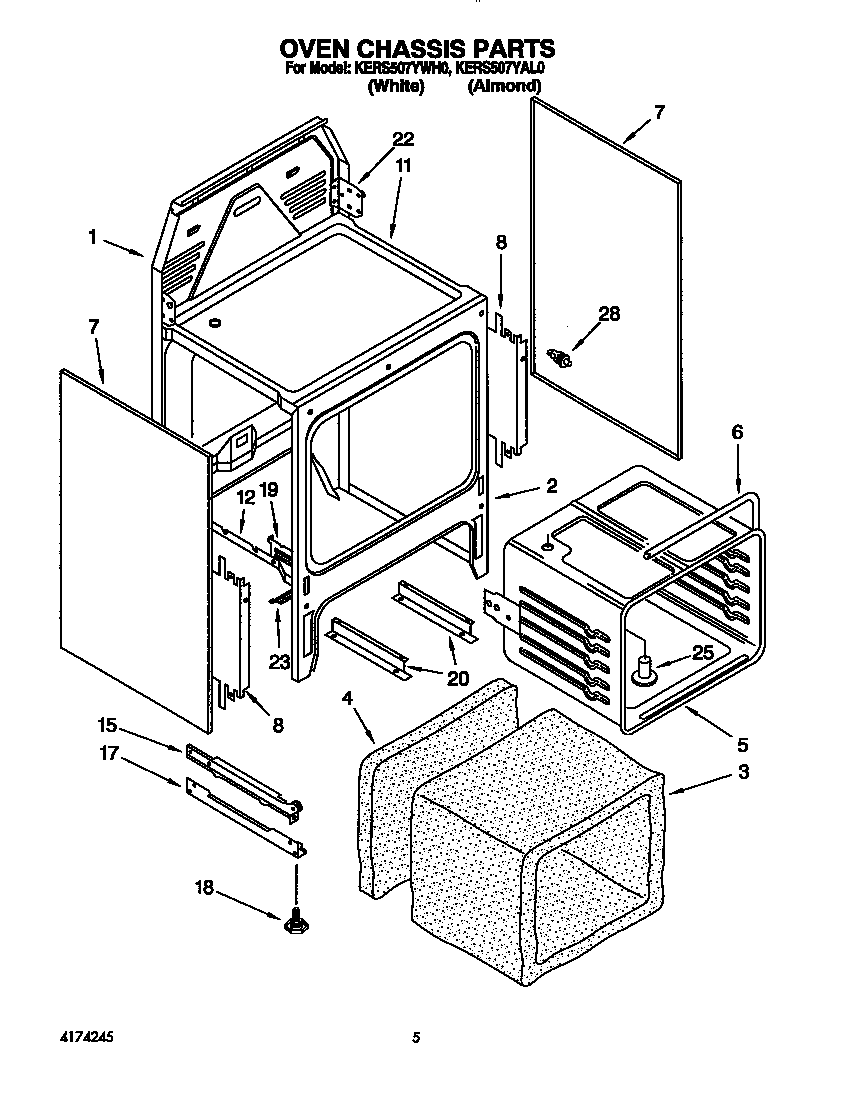 KitchenAid KERS507YWH0 oven chassis diagram