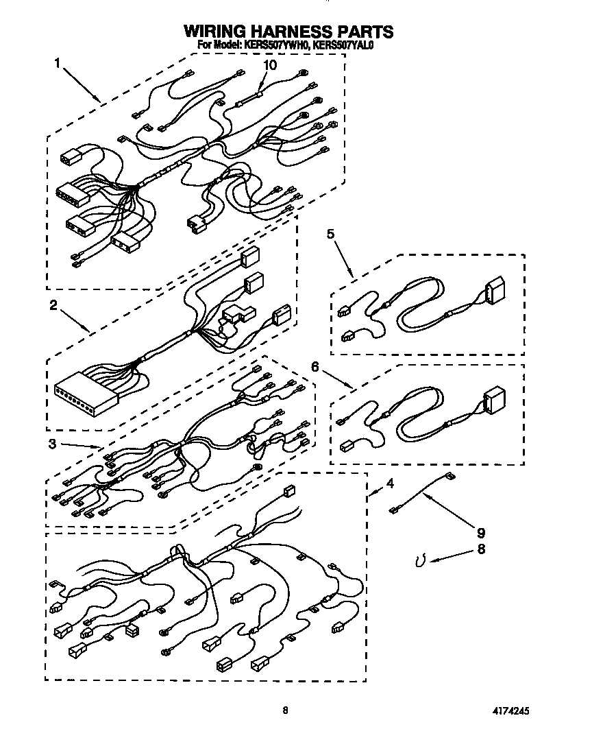 KitchenAid KERS507YWH0 wiring harness diagram