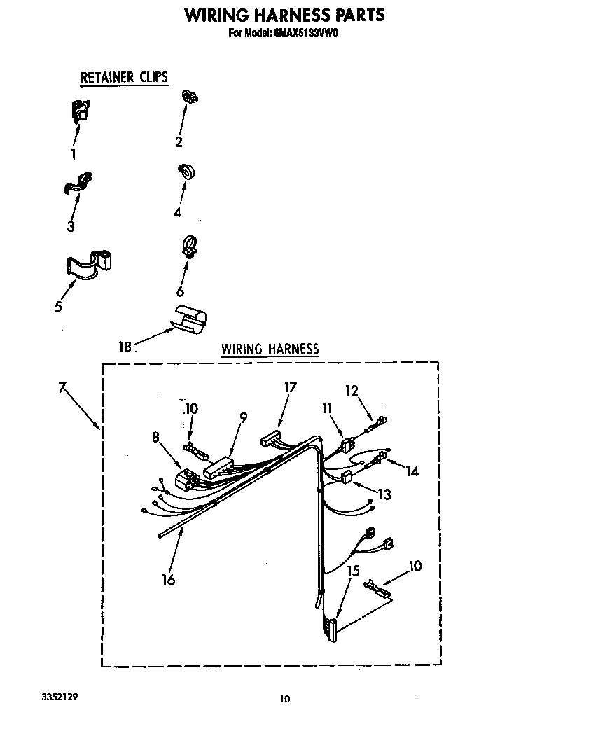 Whirlpool 6MAX5133VW0 wiring harness diagram