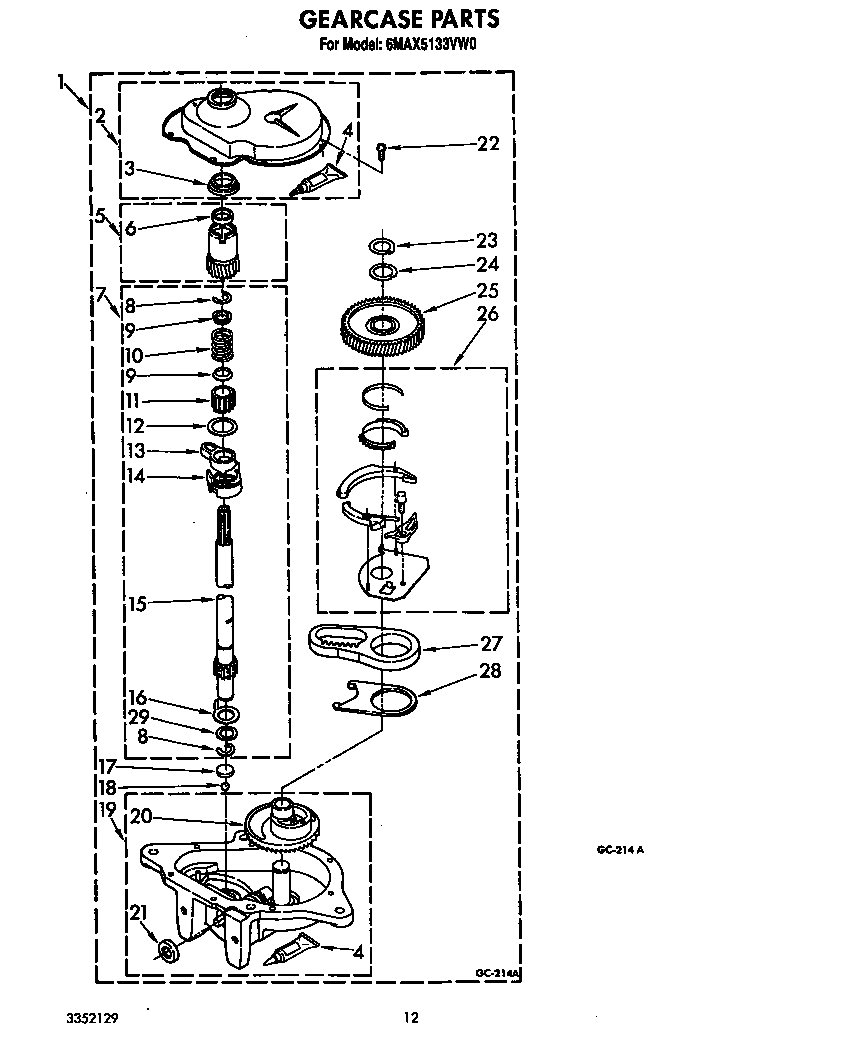 Whirlpool 6MAX5133VW0 gearcase diagram
