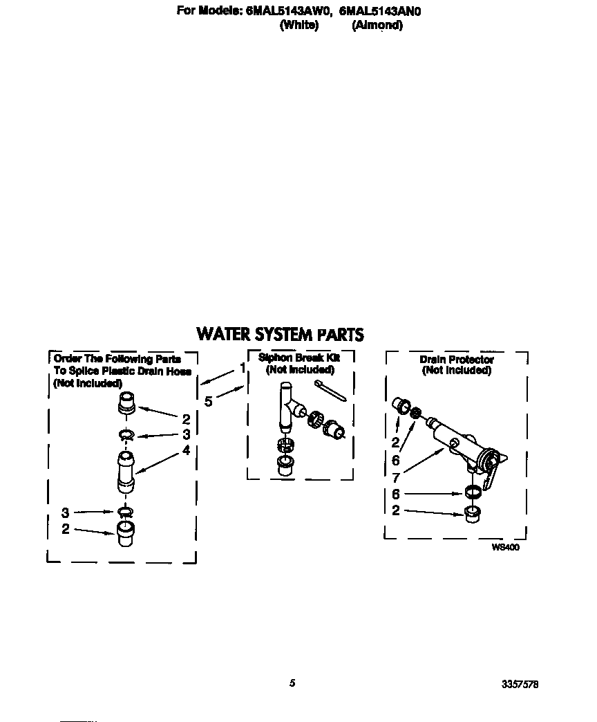 Whirlpool 6MAL5143AW0 water system diagram