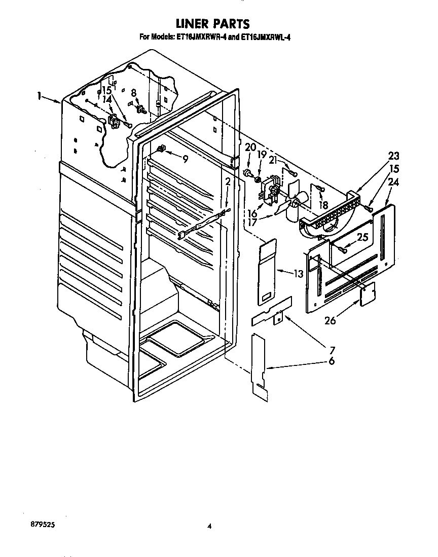 Whirlpool ET16JMXRWR4 liner diagram