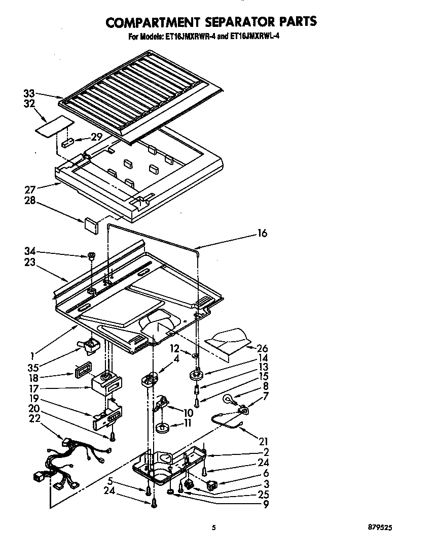 Whirlpool ET16JMXRWR4 compartment separator diagram
