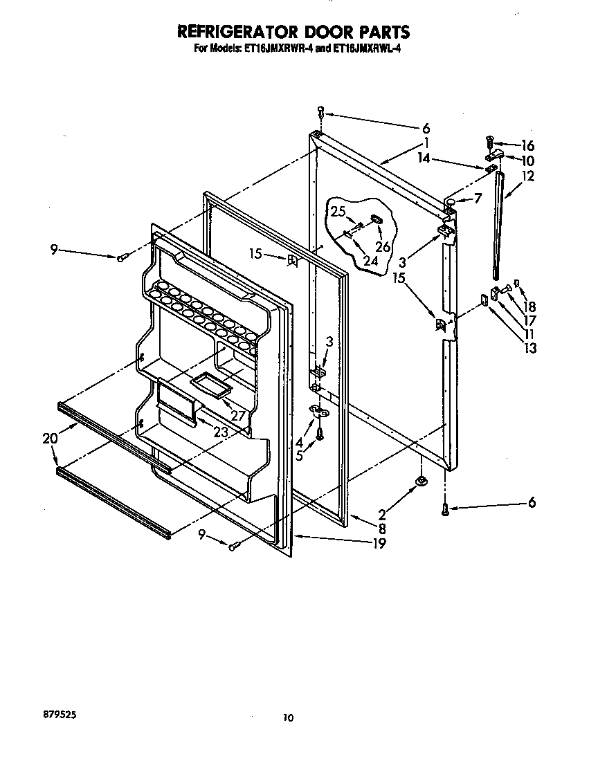 Whirlpool ET16JMXRWR4 refrigerator door diagram