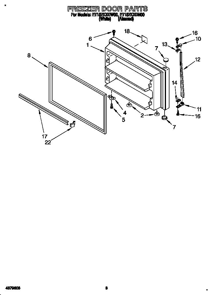 Whirlpool ET18ZKXDN00 freezer door diagram