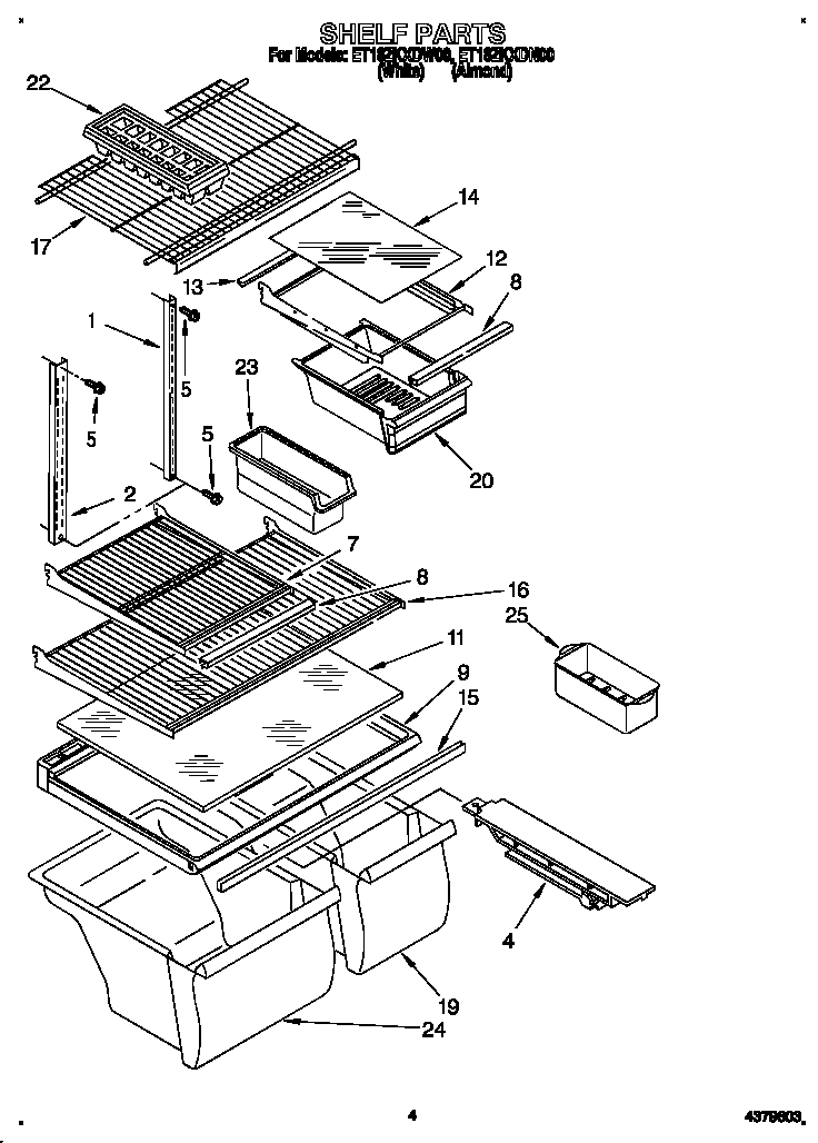 Whirlpool ET18ZKXDN00 shelf diagram