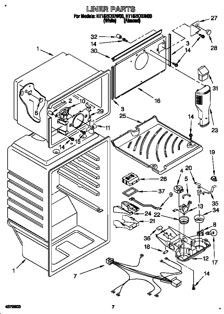 Whirlpool ET18ZKXDN00 liner diagram
