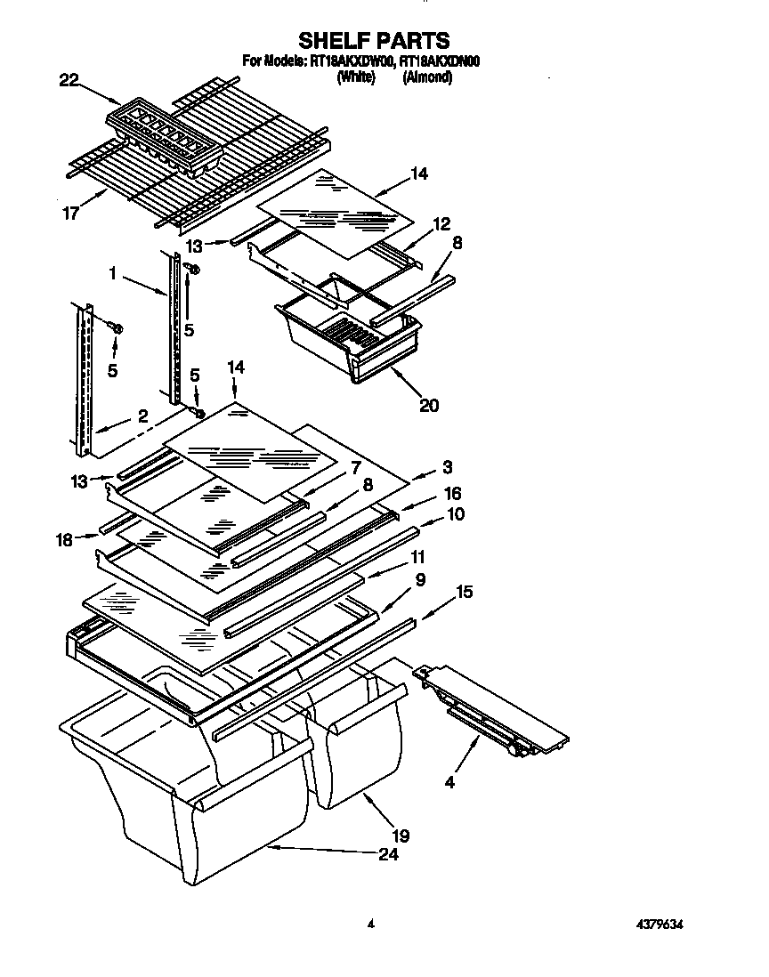 Roper RT18AKXDN00 shelf diagram