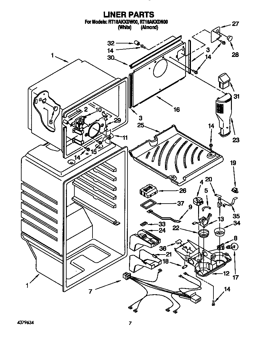Roper RT18AKXDN00 liner diagram