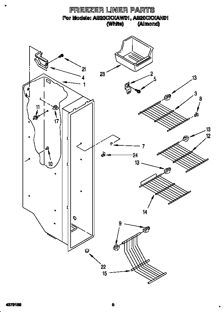 Whirlpool AS20CKXAW01 freezer liner diagram