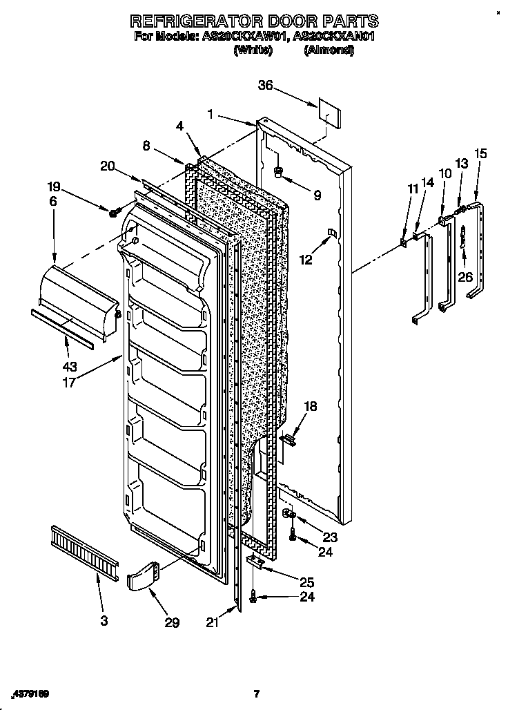 Whirlpool AS20CKXAW01 refrigerator door diagram