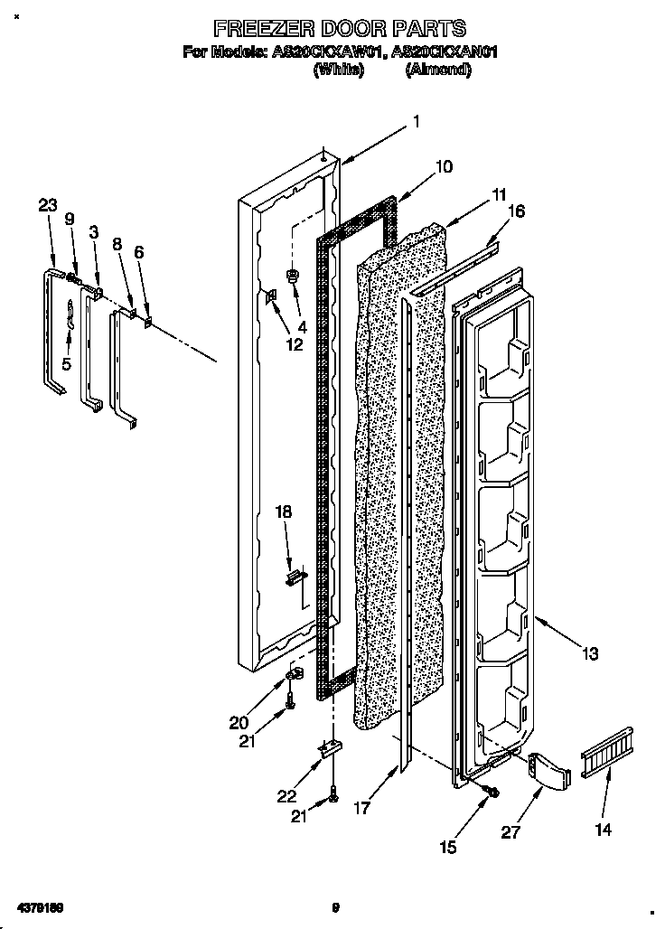 Whirlpool AS20CKXAW01 freezer door diagram
