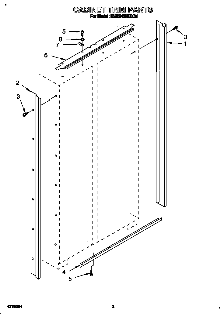 KitchenAid KSSS42MBX01 cabinet trim diagram