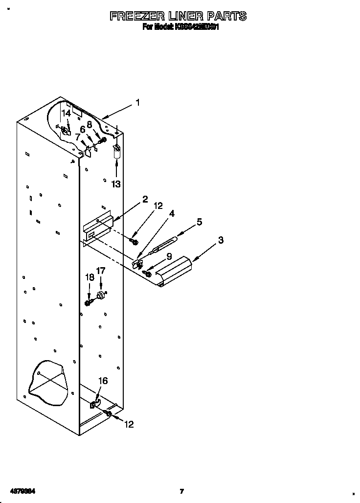 KitchenAid KSSS42MBX01 freezer liner diagram