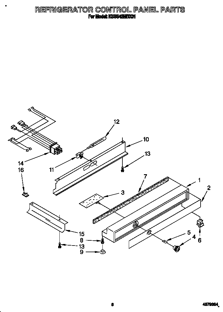 KitchenAid KSSS42MBX01 refrigerator control panel diagram