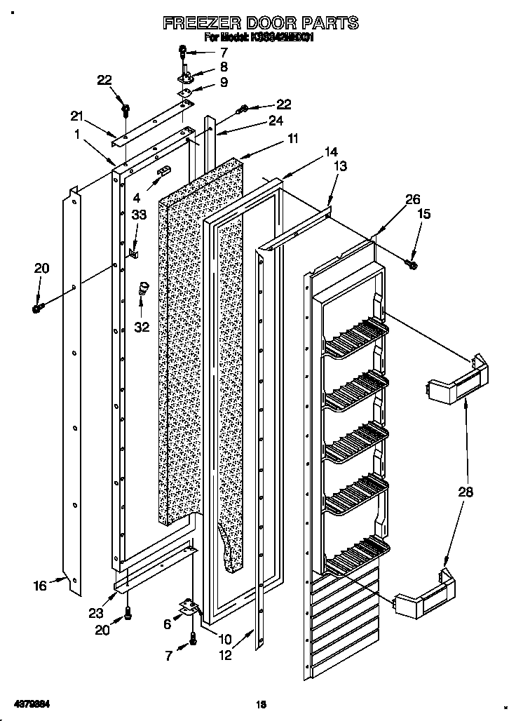 KitchenAid KSSS42MBX01 freezer door diagram
