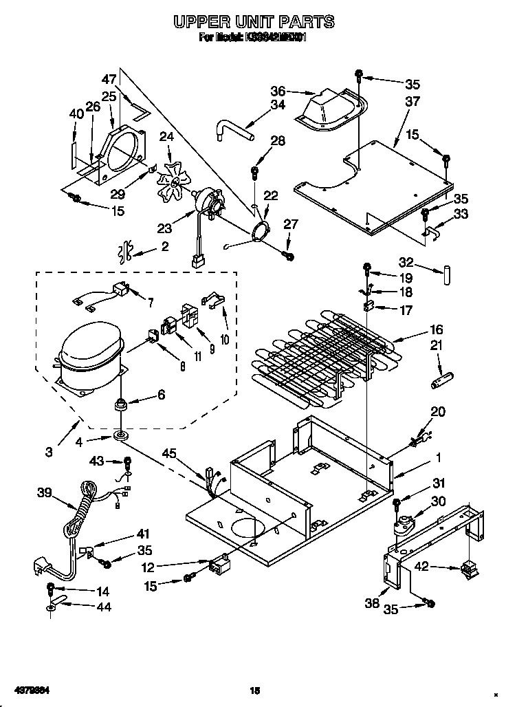 KitchenAid KSSS42MBX01 upper unit diagram
