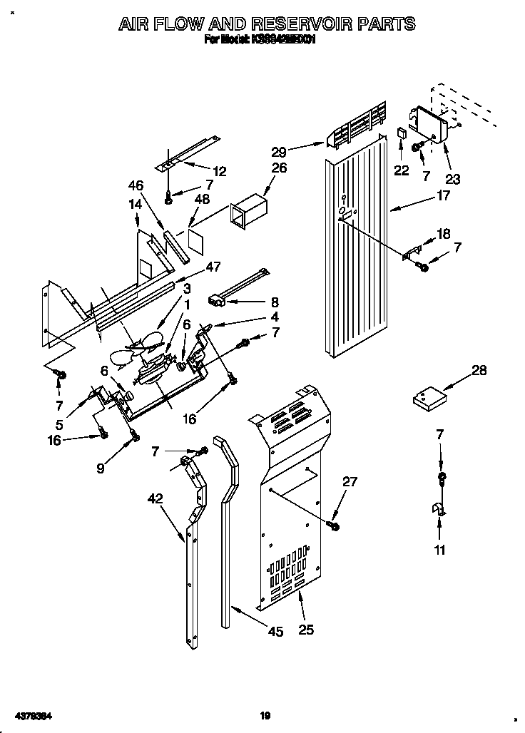 KitchenAid KSSS42MBX01 air flow and reservoir diagram