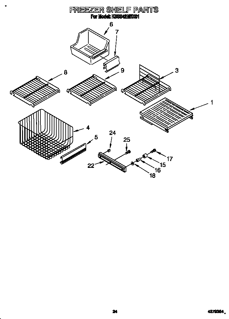 KitchenAid KSSS42MBX01 freezer shelf diagram
