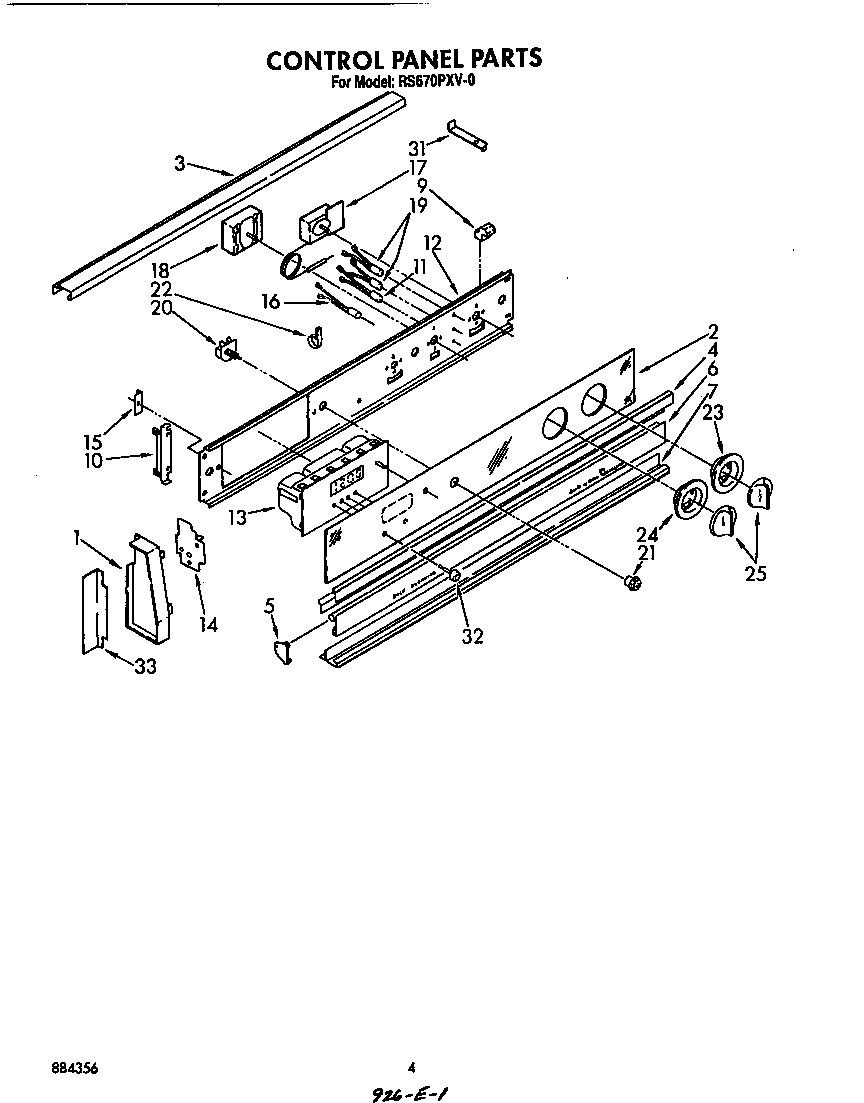 Whirlpool RS670PXV0 control panel diagram